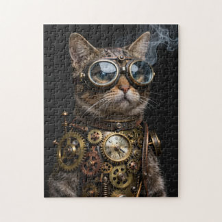 Steampunk Mechanical Cat Portrait Jigsaw Puzzle Legpuzzel