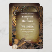 Steampunk  Mechanical Gears Butterfly Invit Kaart (Voorkant / Achterkant)