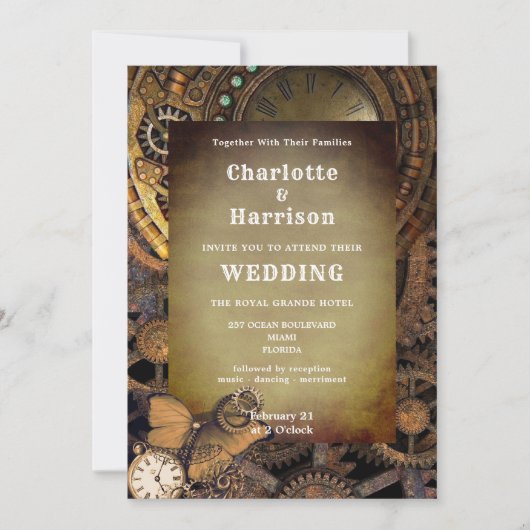 Steampunk Mechanical Gears Butterfly Kaart (Voorkant)