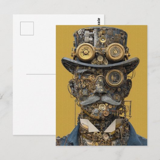 Steampunk Mechanical Gentleman Briefkaart (Voorkant / Achterkant)