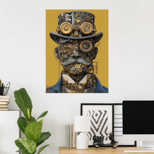 Steampunk Mechanical Gentleman Poster (Thuiskantoor)