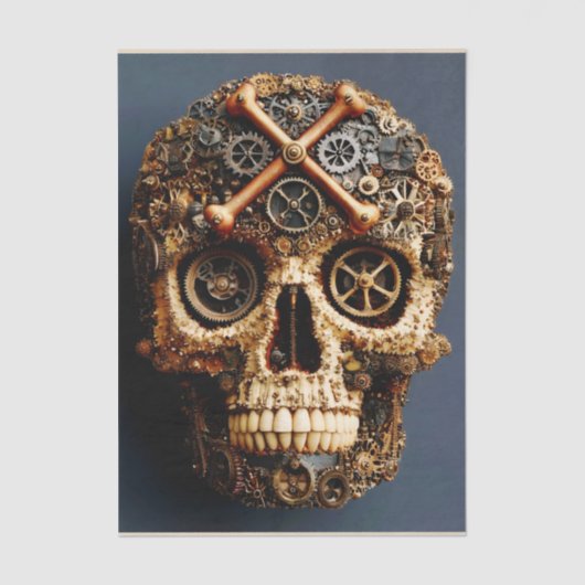 Steampunk Mechanical Gothic Skull FF8L Decoupage Tissuepapier (Voorkant)