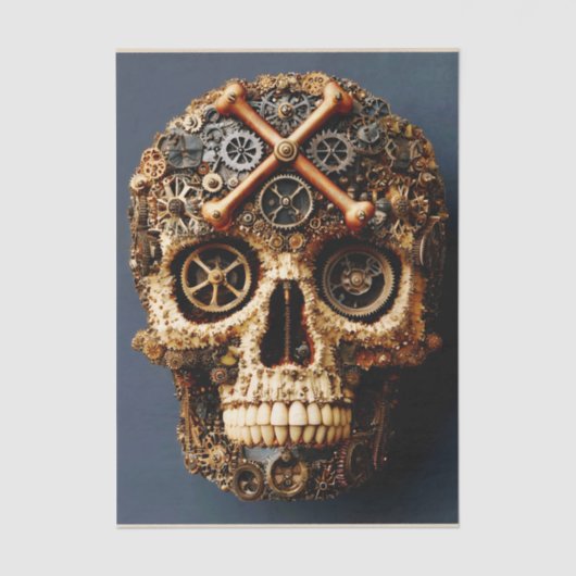 Steampunk Mechanical Gothic Skull FF8R Decoupage Tissuepapier (Voorkant)