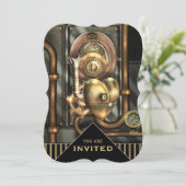 Steampunk Mechanical Heart Event Invitation Kaart (Staand voorkant)