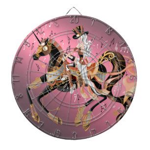 Steampunk Mechanical Horse & Lady Dartboard Dartbord