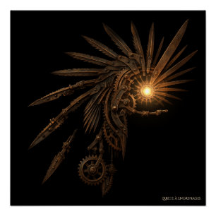 Steampunk Mechanical Wings Perfect Poster