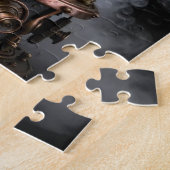 Steampunk Mechanical Wolf on Gears Jigsaw Puzzle (Côté)