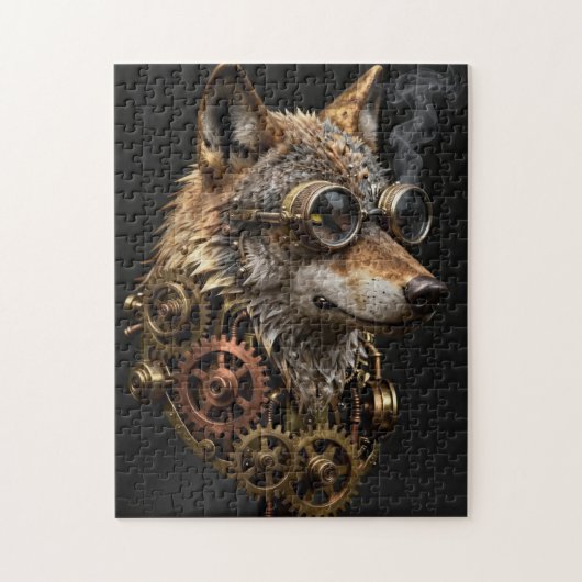 Steampunk Mechanical Wolf Portrait Jigsaw Puzzle (Vertical)