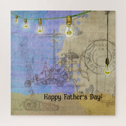 Steampunk Mechanische Edison Light Architect Legpuzzel (Verticaal)