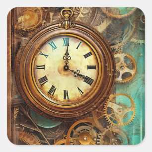 Steampunk Mechanische  Industriële Cyberpunk Vierkante Sticker