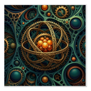 Steampunk Mechanische Orb Complex Versnelling Vort Perfect Poster