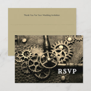 Steampunk mechanische tandwielen RSVP kaartje