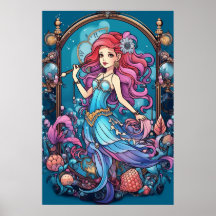 Steampunk Mermaid For Girls or Boys on a Wall 