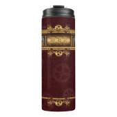 Steampunk, messing op kroontandwielen, monogram thermosbeker (Voorkant)