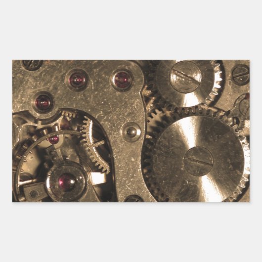 Steampunk Metaal Clock Gears Rechthoekige Sticker (Voorkant)