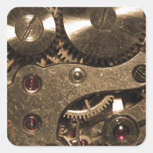 Steampunk Metaal Clock Gears Vierkante Sticker