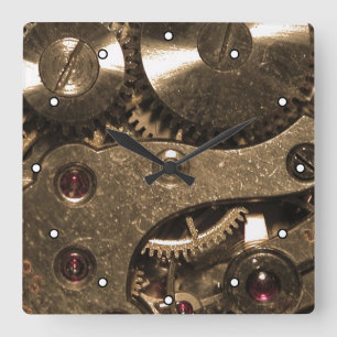 Steampunk Metal Clock Gears met Stippen Vierkante Klok