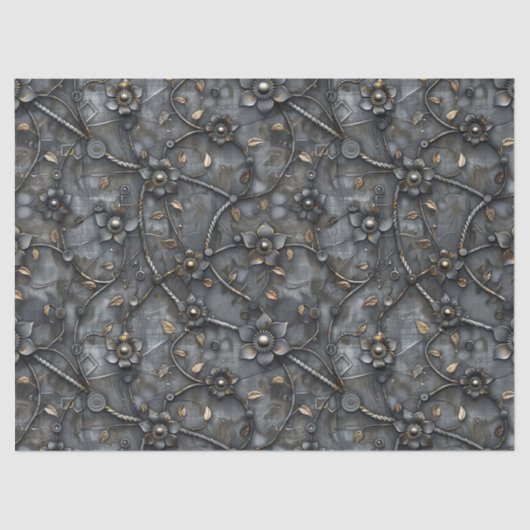 Steampunk Metal Flower Pattern voor Decoupage Tissuepapier (Voorkant)
