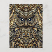 Steampunk Metal Gears en Uil Briefkaart (Voorkant)