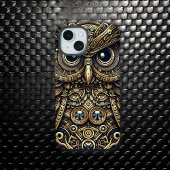 Steampunk Metal Gears en Uil iPhone 15 Hoesje