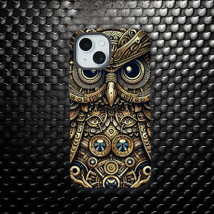 Steampunk Metal Gears en Uil iPhone 15 Hoesje
