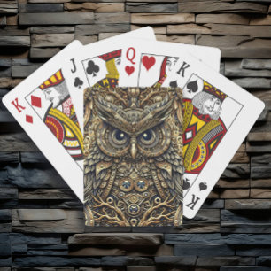 Steampunk Metal Gears en Uil Pokerkaarten