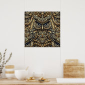 Steampunk Metal Gears en Uil Poster (Keuken)