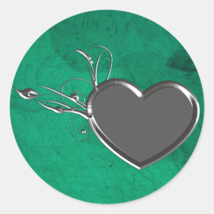 Steampunk Metal Heart Ronde Sticker