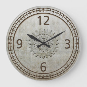 Steampunk metalen wandklok grote klok