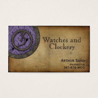 Steampunk Monogram Paarse S Visitekaartjes