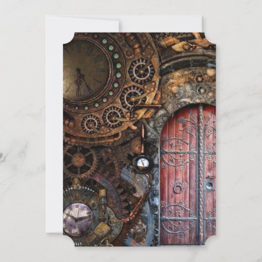 Steampunk Montre de poche Mariage Invitations (Dos)