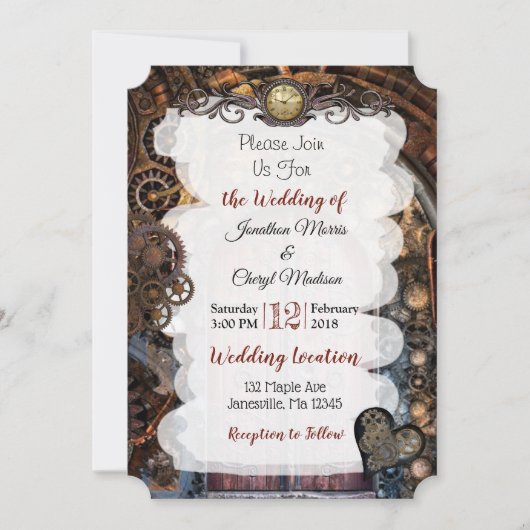 Steampunk Montre de poche Mariage Invitations (Devant)