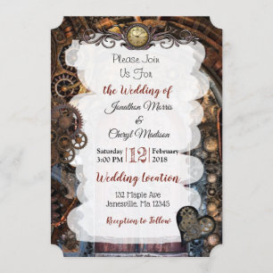 Steampunk Montre de poche Mariage Invitations