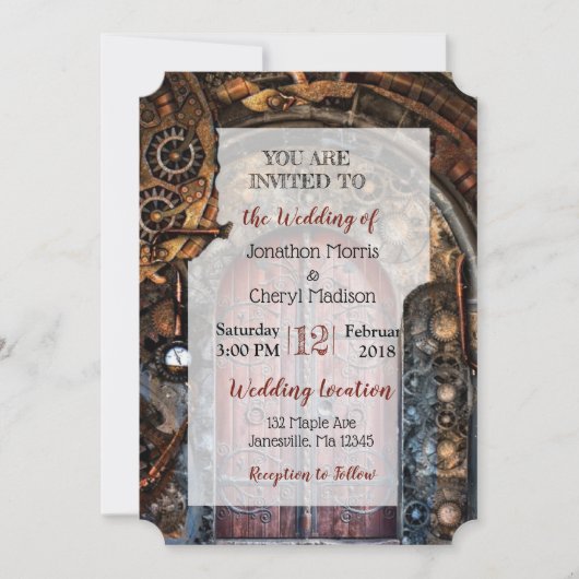 Steampunk Montre de poche Mariage Invitations (Devant)