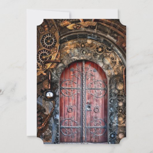 Steampunk Montre de poche Mariage Invitations (Dos)