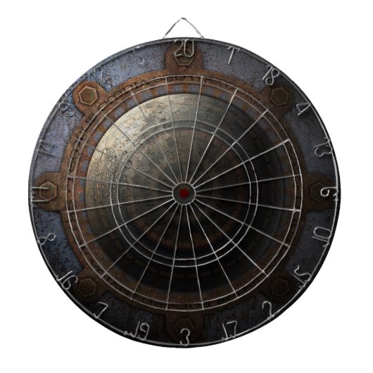 Steampunk Moon Clock Time Metal Gears Dartbord (Voorkant)