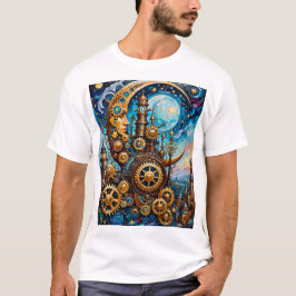 Steampunk Moon T-Shirt Fantasy Gears Kunstwerken