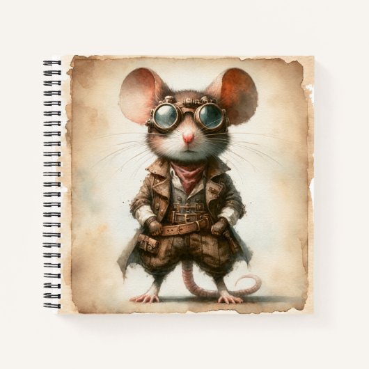 Steampunk Mouse spiraal Notitieboek (Voorkant)