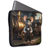 Steampunk Muis en Trein Laptop Sleeve (Voorkant Rechts)