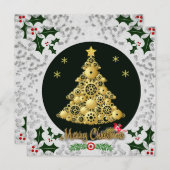 steampunk noël arbre de Noël carte de voeux (Devant / Derrière)