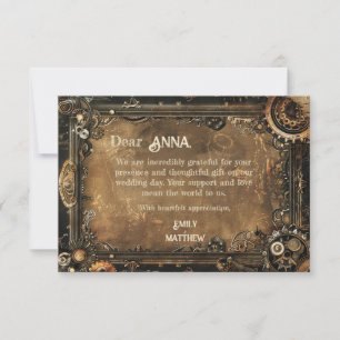 Steampunk Noir Affair Bruiloft Dank u kaart