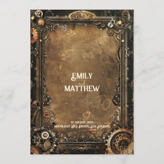 Steampunk Noir Affair Bruiloft Menu (Achterkant)