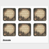 Steampunk Noir Affair Bruiloft Vierkante Sticker (Vel)