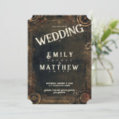 Steampunk Noir Affair Faire-part de mariage (Debout devant)