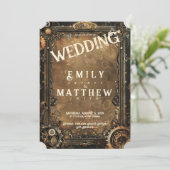 Steampunk Noir Affair Faire-part de mariage (Debout devant)