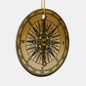 Steampunk Nostalgic Old Brass Compass Keramisch Ornament (Rechts)