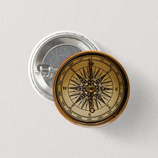 Steampunk Nostalgic Old Brass Compass Ronde Button 3,2 Cm (Voorkant /achterkant)