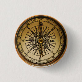 Steampunk Nostalgic Old Brass Compass Ronde Button 3,2 Cm
