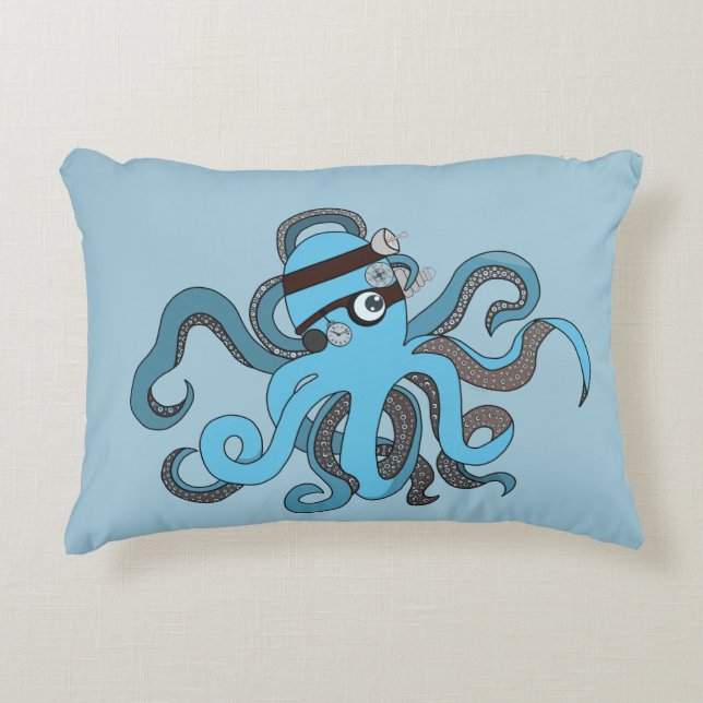 Steampunk Octopus Accent Kussen (Voorkant)