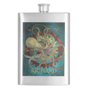 Steampunk Octopus & Clockwork Classic Flask Flacon